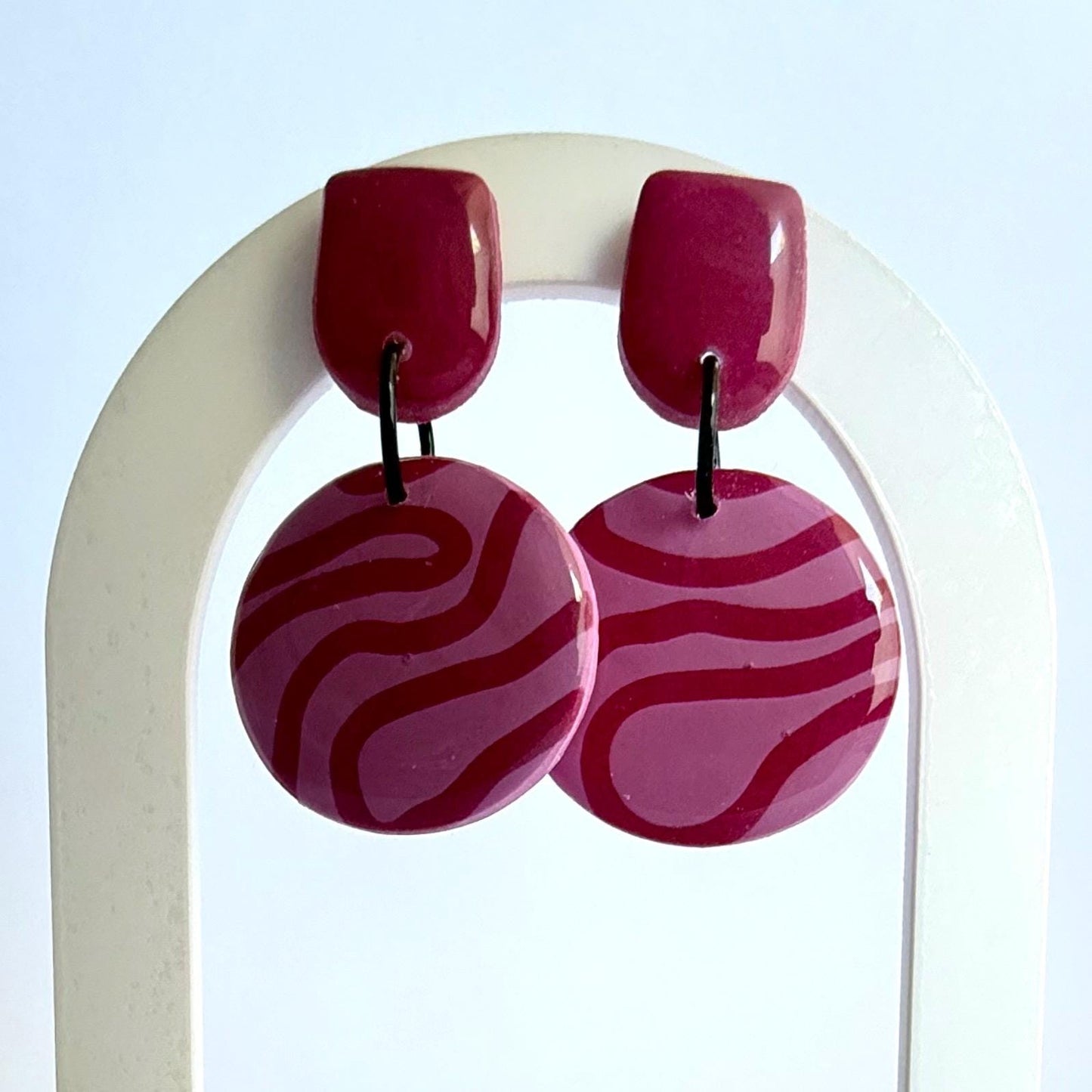 Musk Be Nice medium stud dangle earrings - squiggle - Second Born Creative