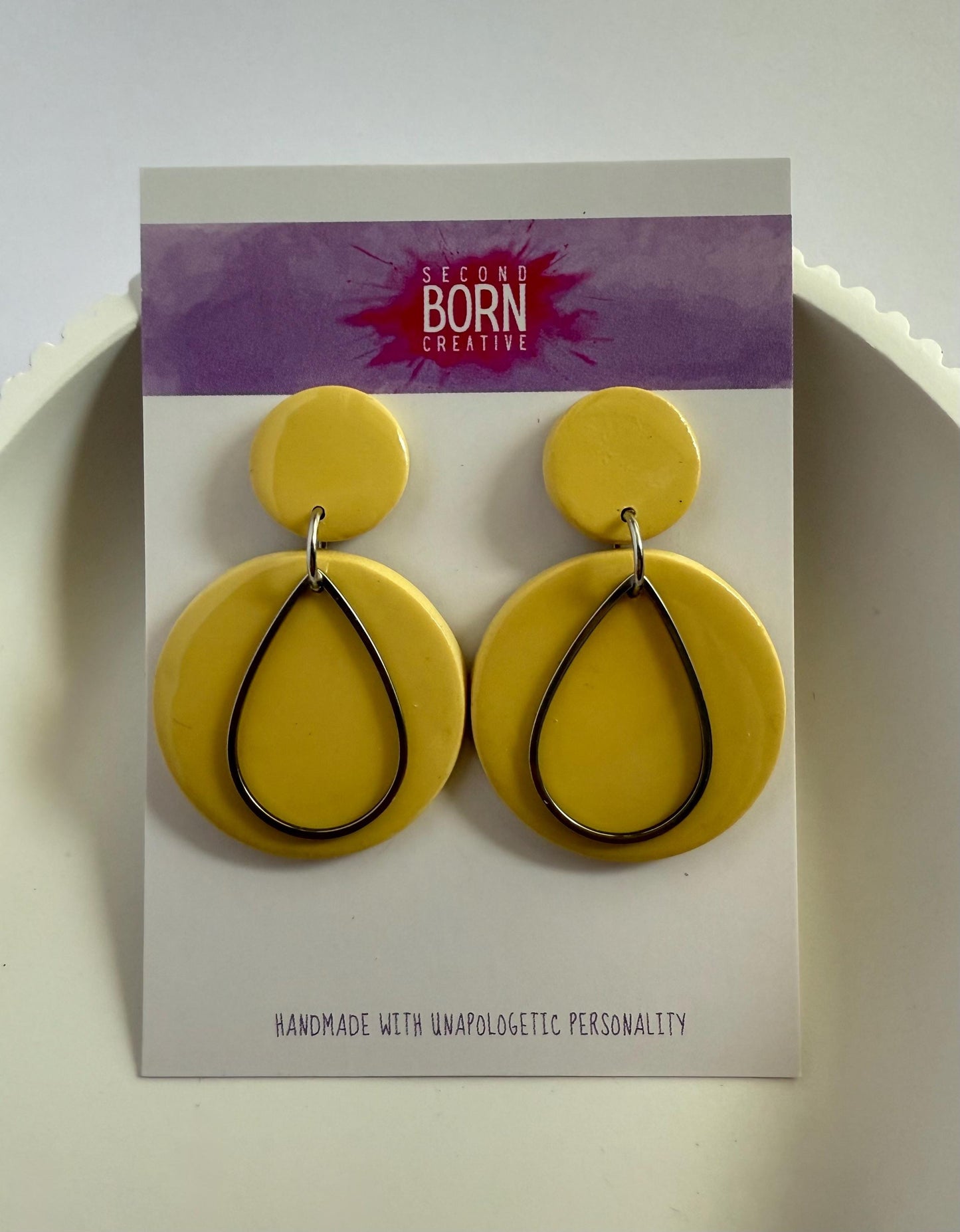 Must Be Seen medium stud dangle earrings with silver accent - Second Born Creative