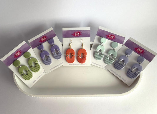 Double Rainbows! stud or hook dangle earrings - 5 colours - Second Born Creative