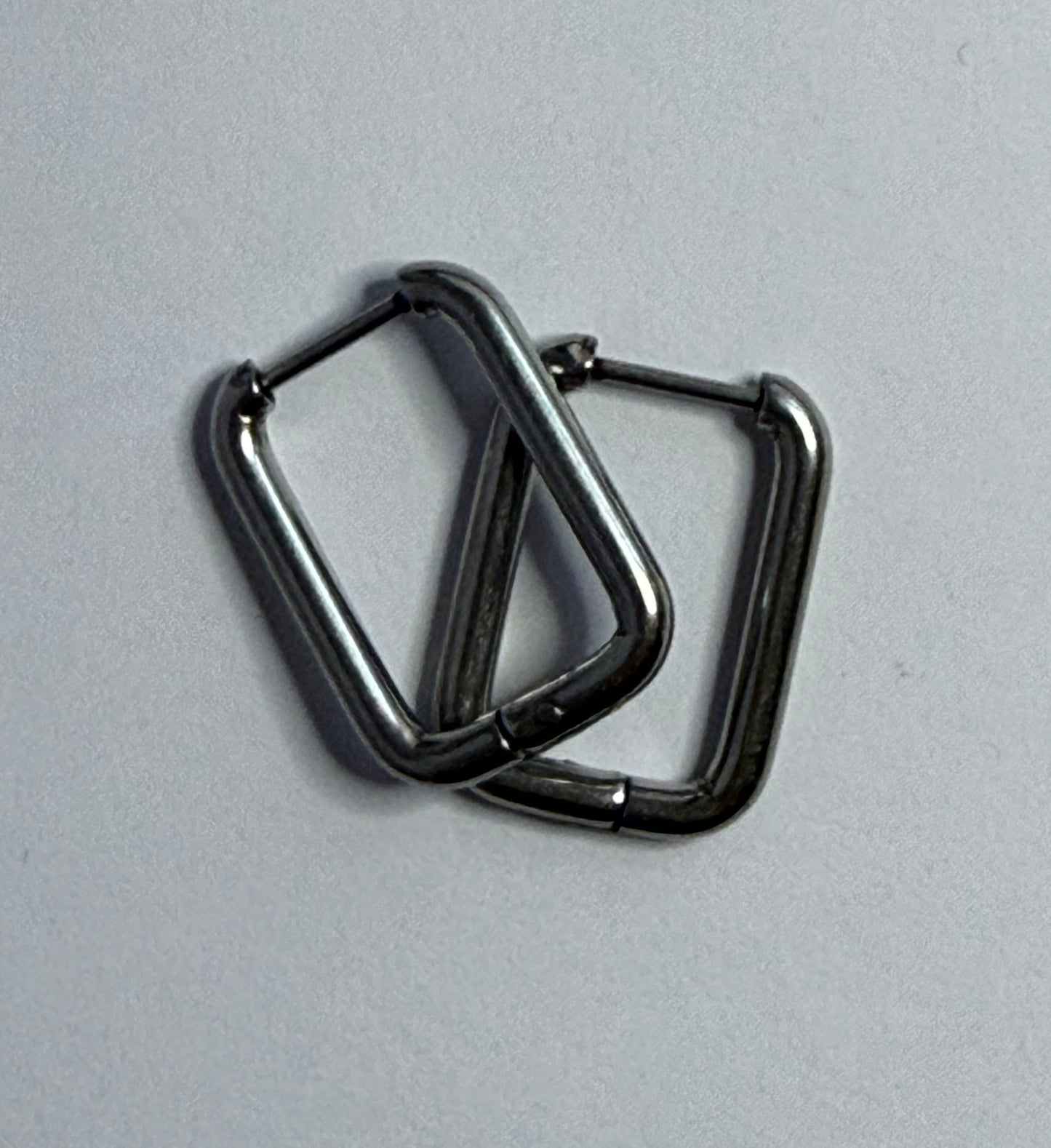 Silver Rectangle Hoops