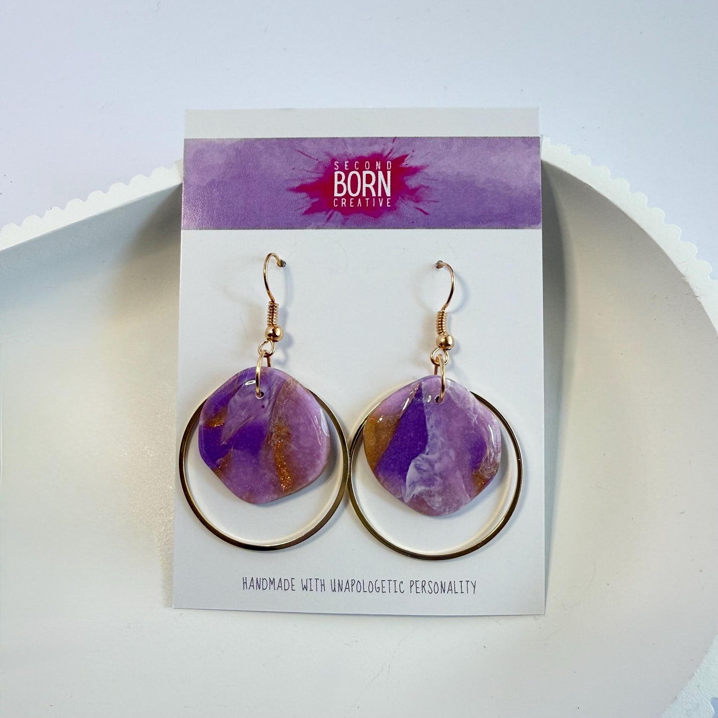 Fearless medium hook dangle earrings with gold accent hoop - Second Born Creative