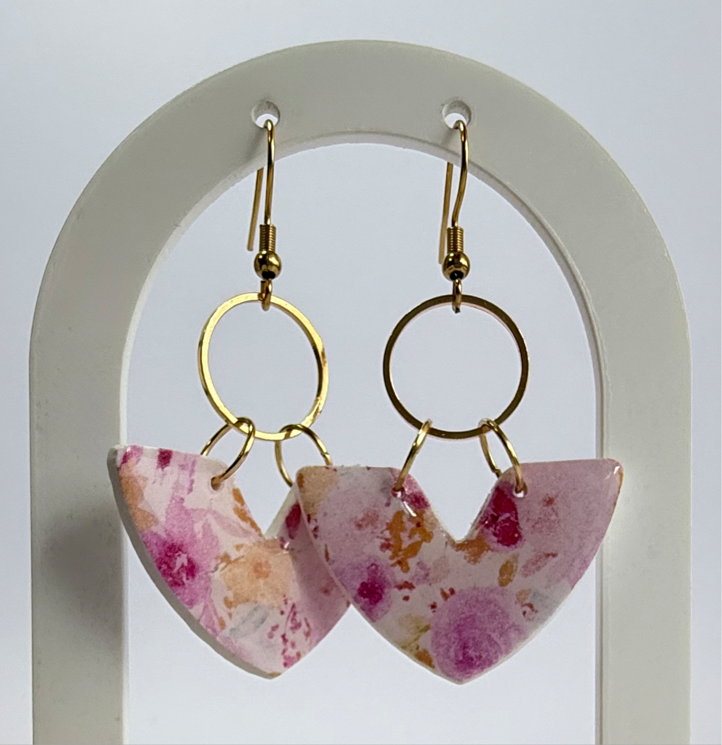 Buying Myself Flowers large hook dangle earrings with gold accent hoop - Second Born Creative