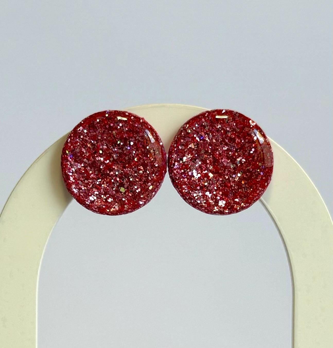 Pretty in Pink glitter statement studs - subtle or super glittery