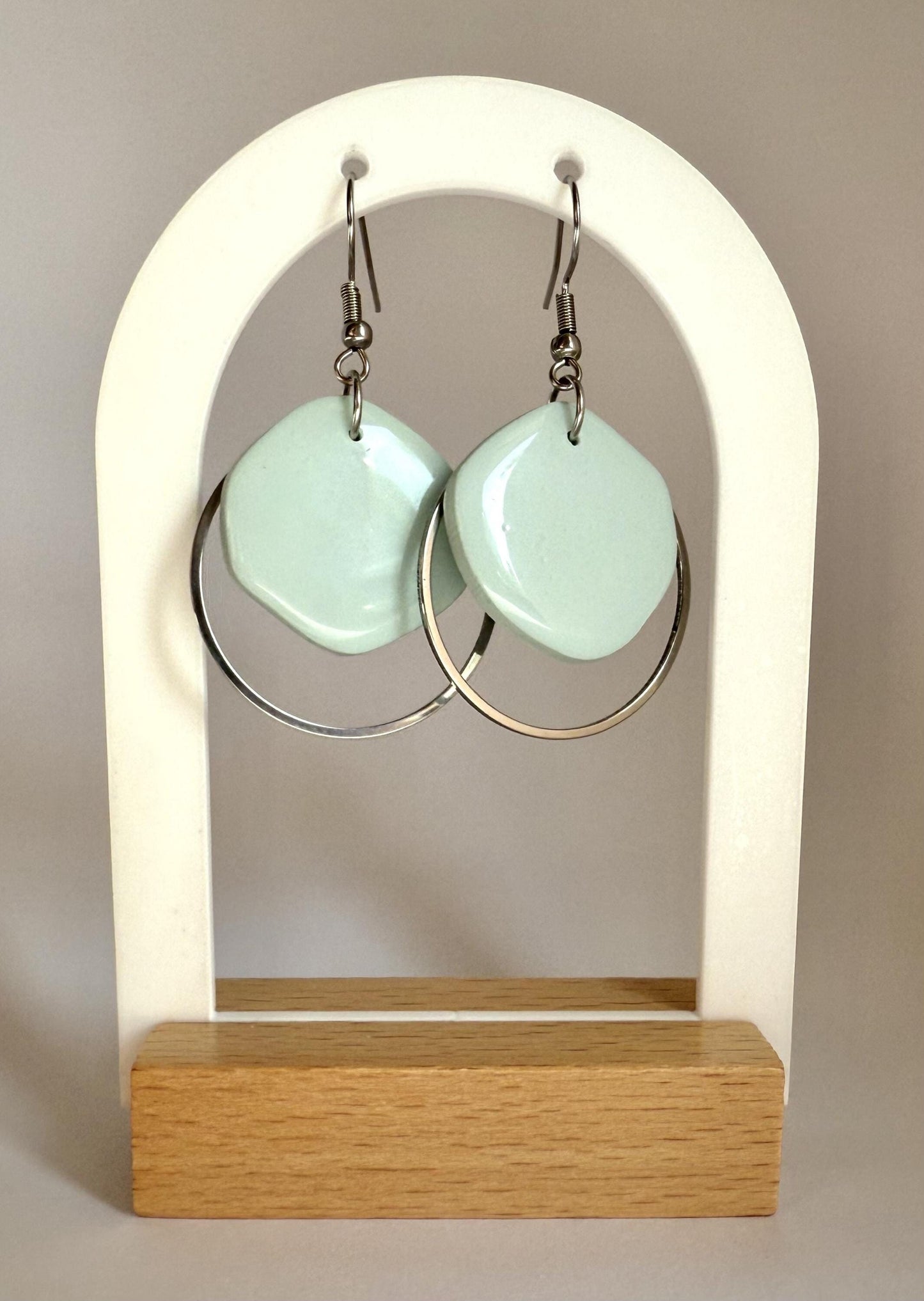 Natural State hook earrings with silver hoop accent - four colours - Second Born Creative