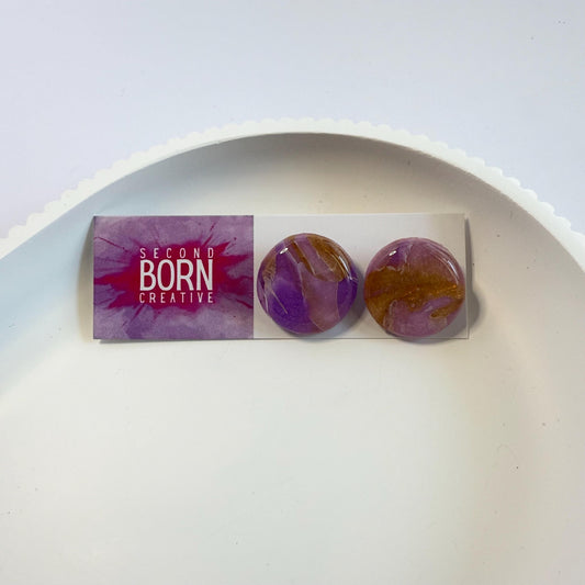 Fearless gold marble statement studs - Second Born Creative