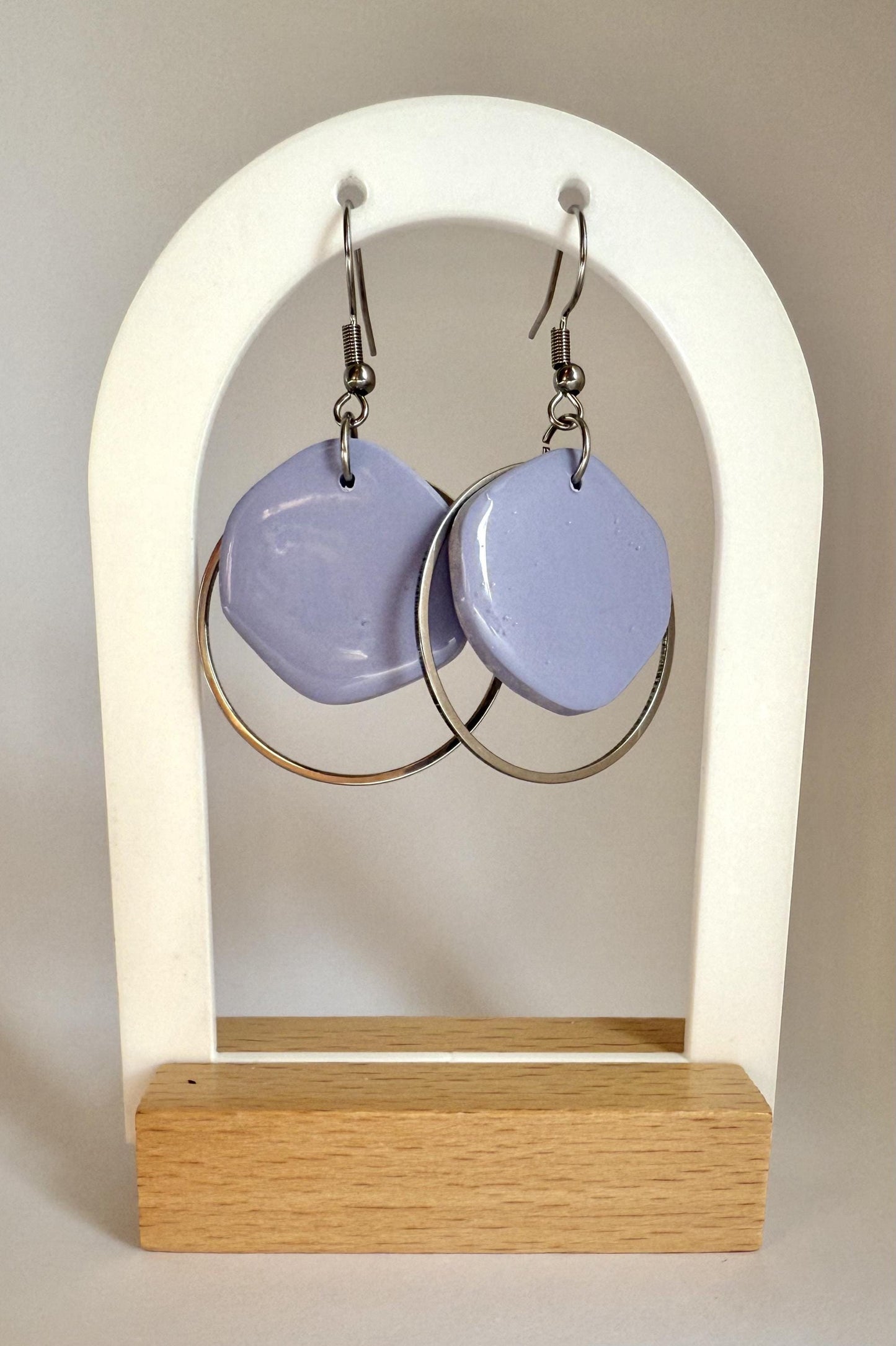 Natural State hook earrings with silver hoop accent - four colours - Second Born Creative