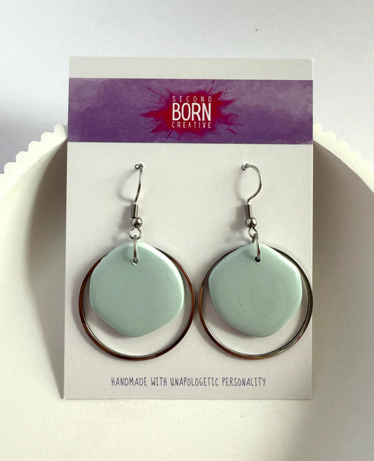 Natural State hook earrings with silver hoop accent - four colours - Second Born Creative