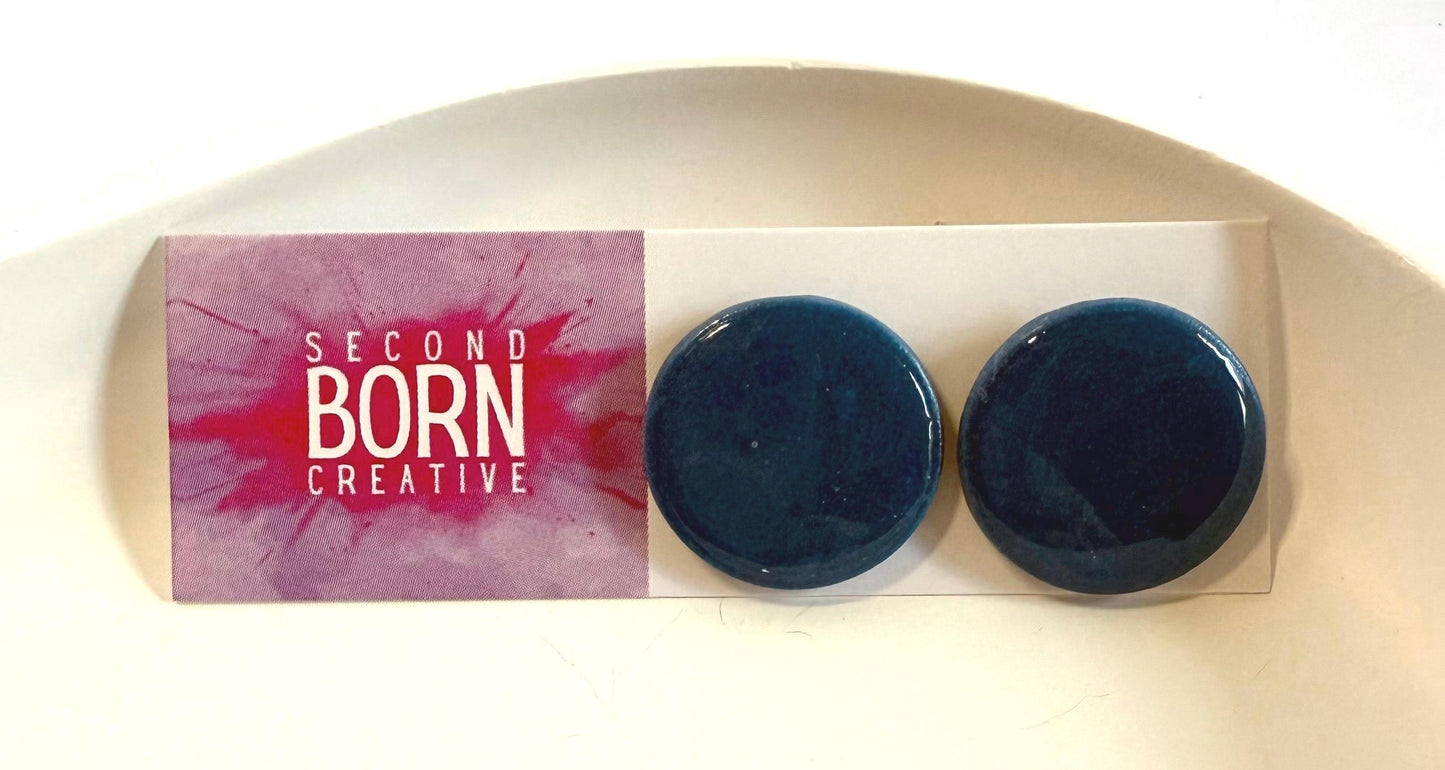 Blue on Blue statement studs - striped or plain