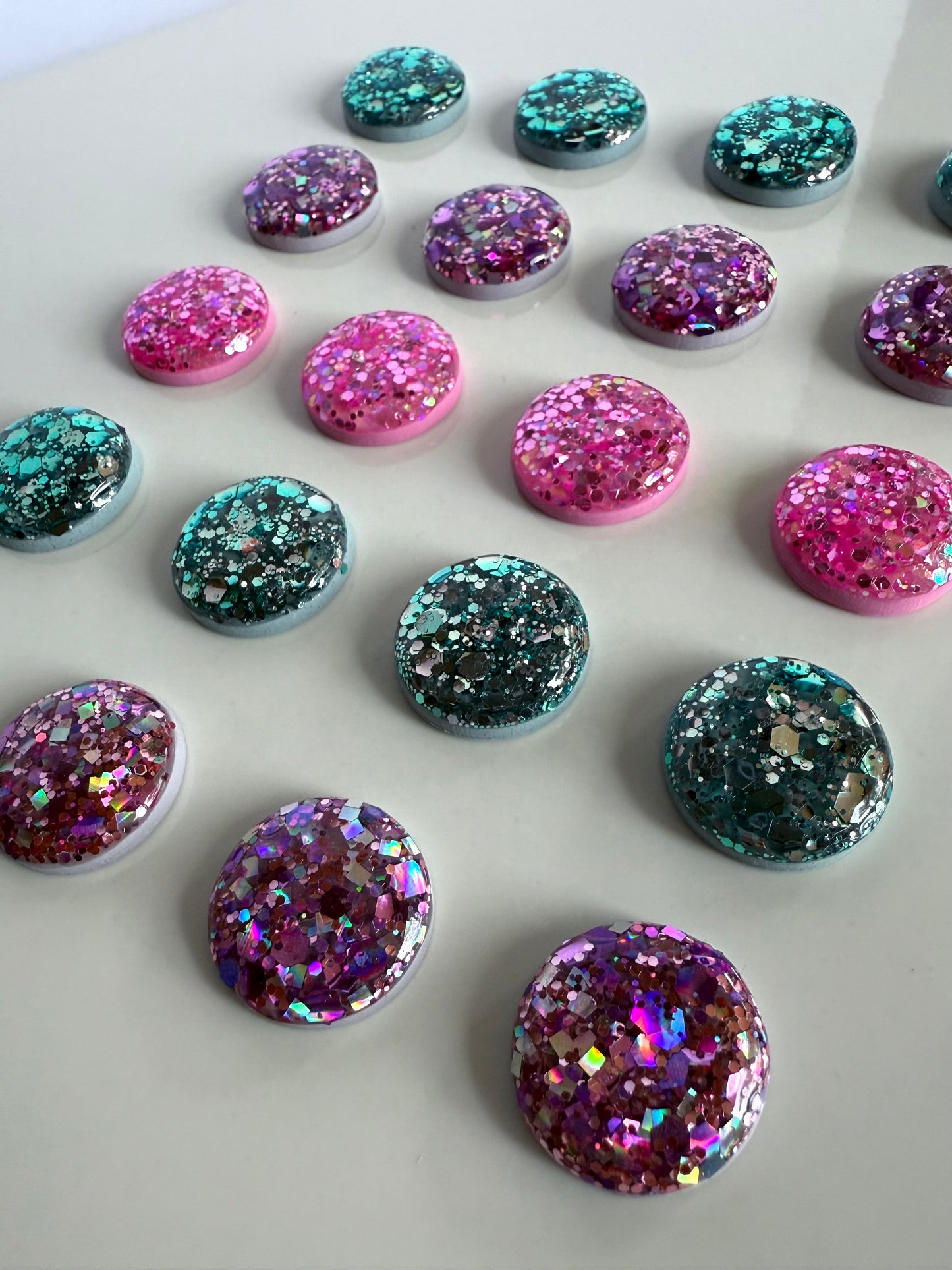 Glitterati statement studs - pink, purple or blue