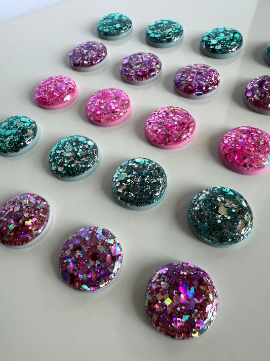 Glitterati statement studs - pink, purple or blue
