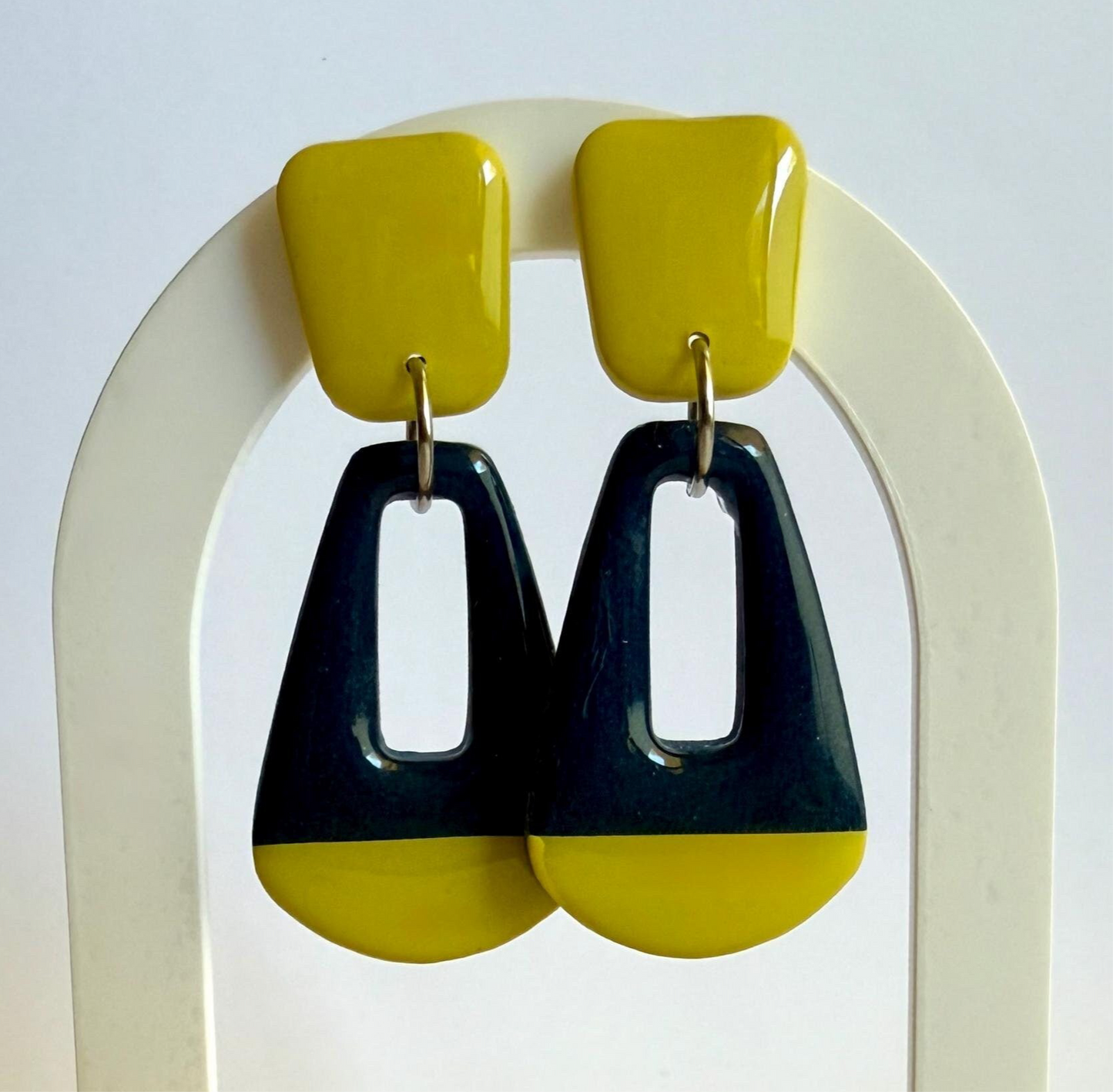 Summer Vibes two tone medium stud dangle earrings - Second Born Creative