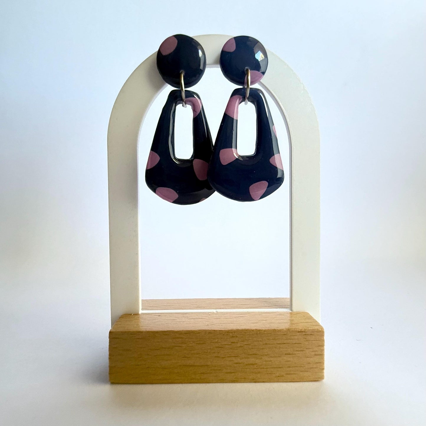 In the Navy medium stud dangle earrings - Second Born Creative