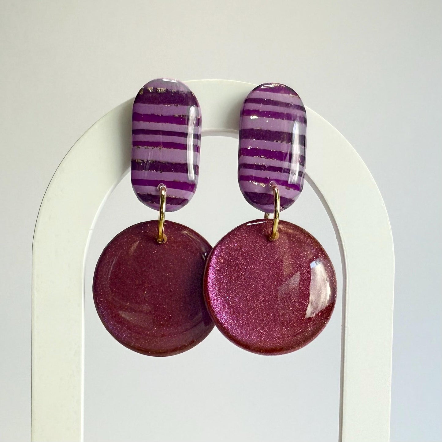 Fearless medium iridescent stud dangle earrings - Second Born Creative
