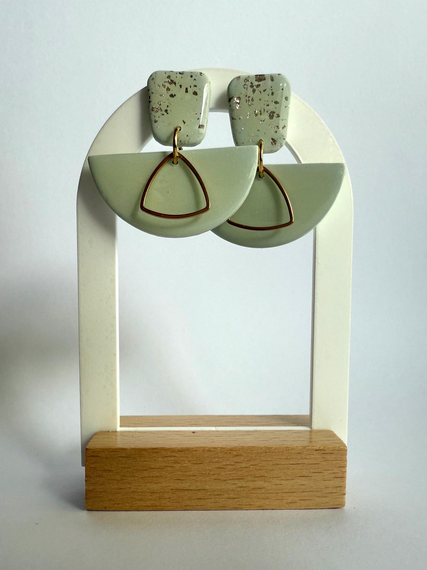 Green Dream medium stud dangle earrings - Second Born Creative