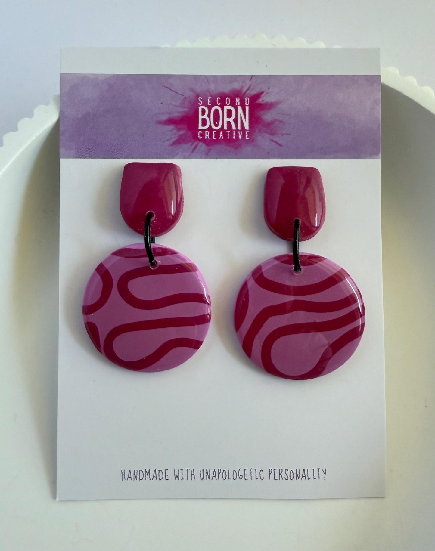 Musk Be Nice medium stud dangle earrings - squiggle - Second Born Creative