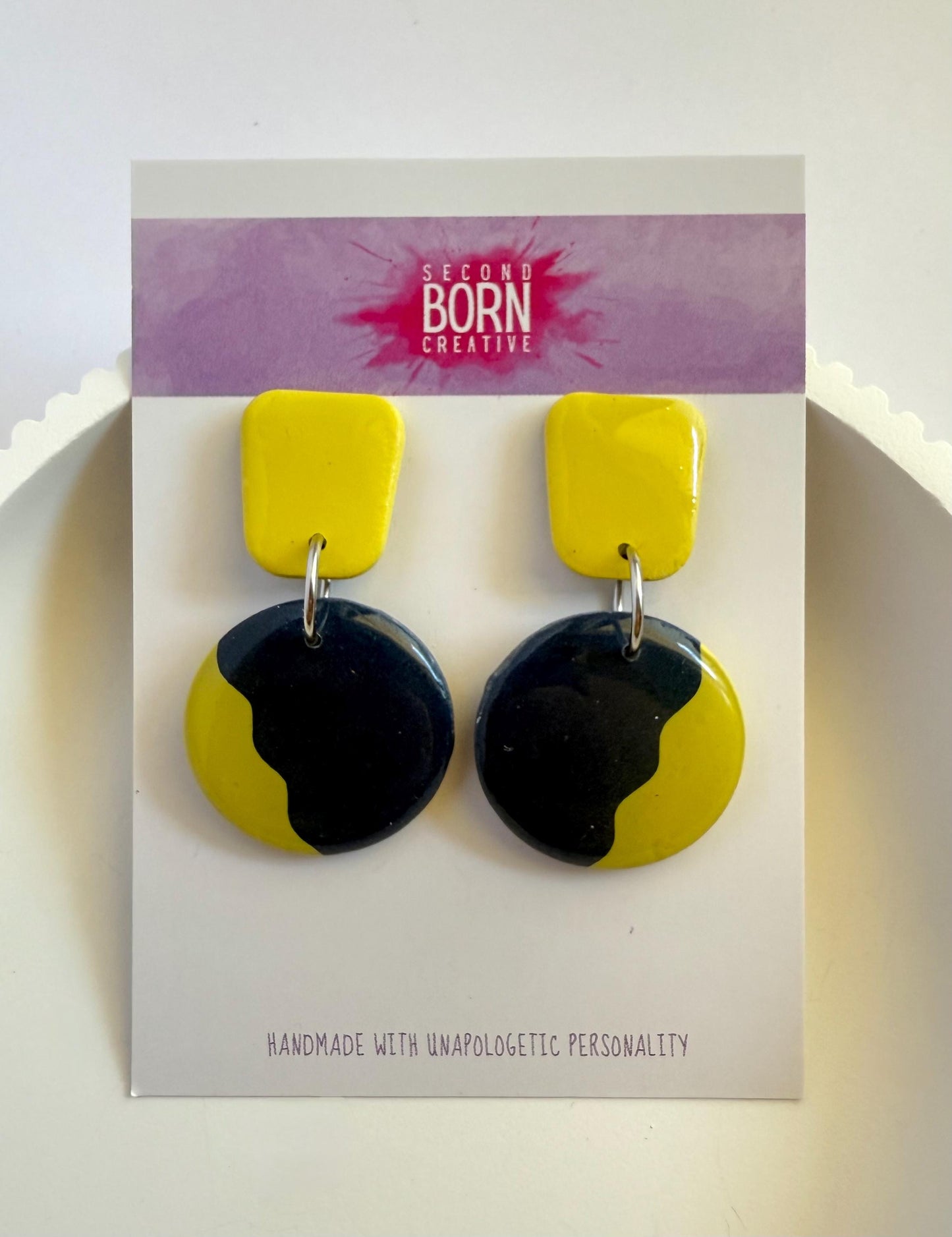 Summer Vibes two tone squiggle medium stud dangle earrings - Second Born Creative
