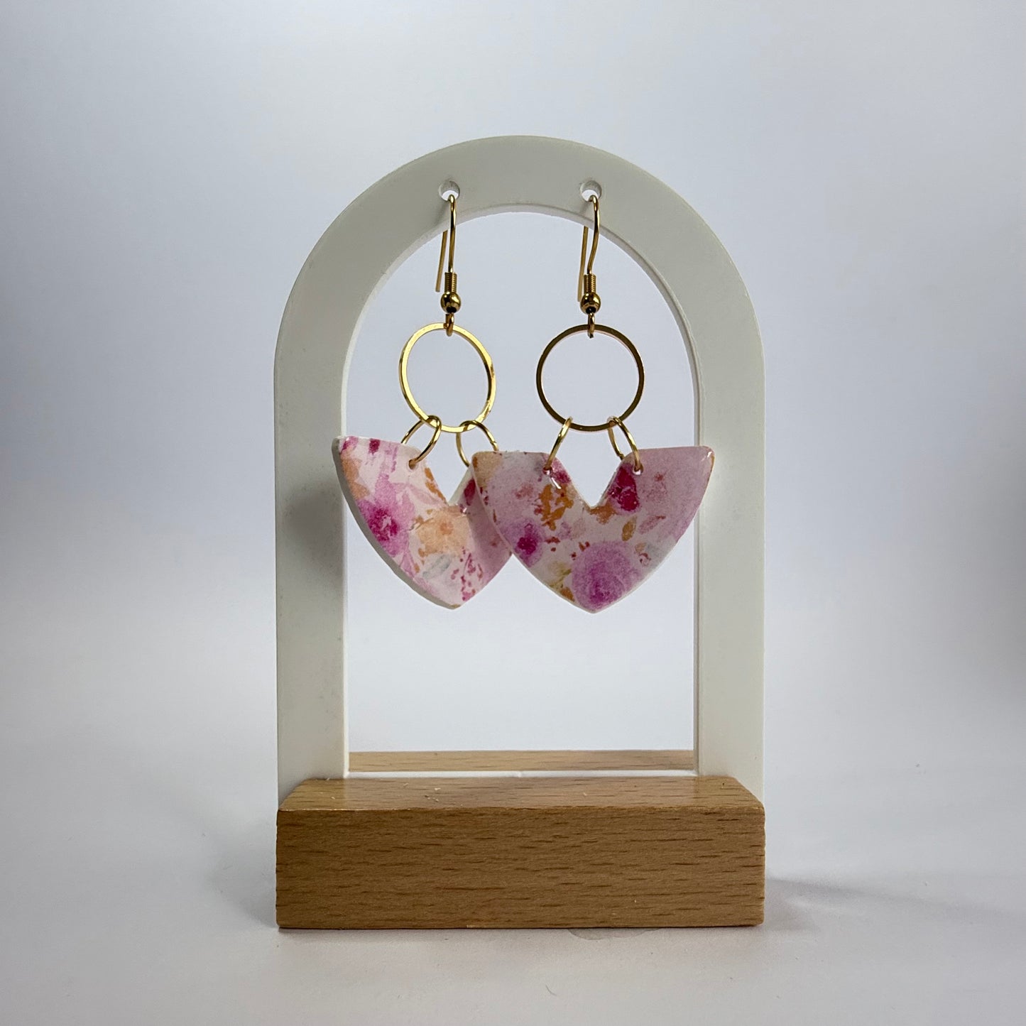 Buying Myself Flowers large hook dangle earrings with gold accent hoop - Second Born Creative