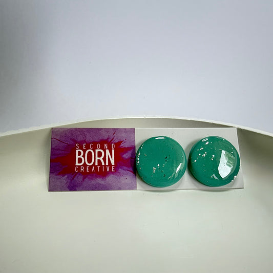 Jazzed statement studs with silver leaf accent - Second Born Creative