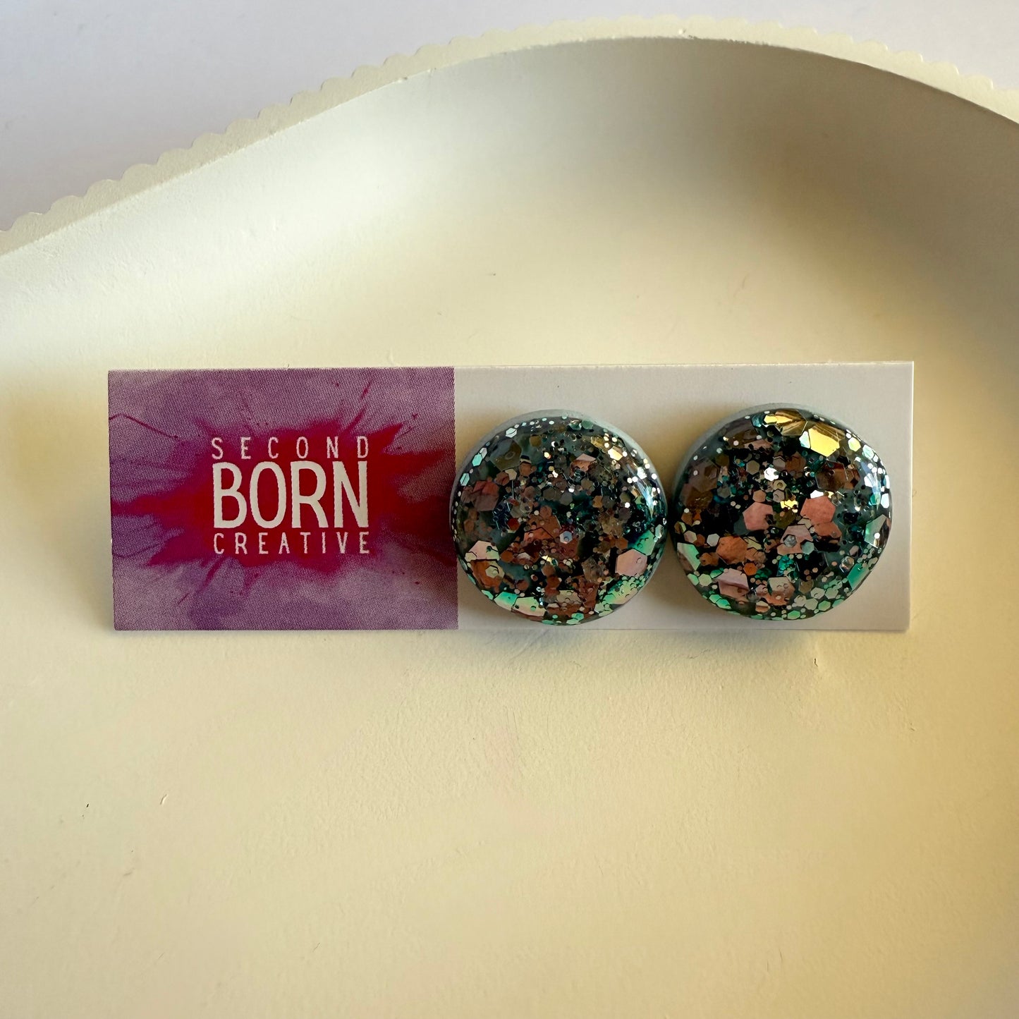 Glitterati statement studs - pink, purple or blue