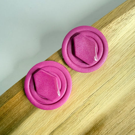 Jam Girl extra statement studs - bright pink