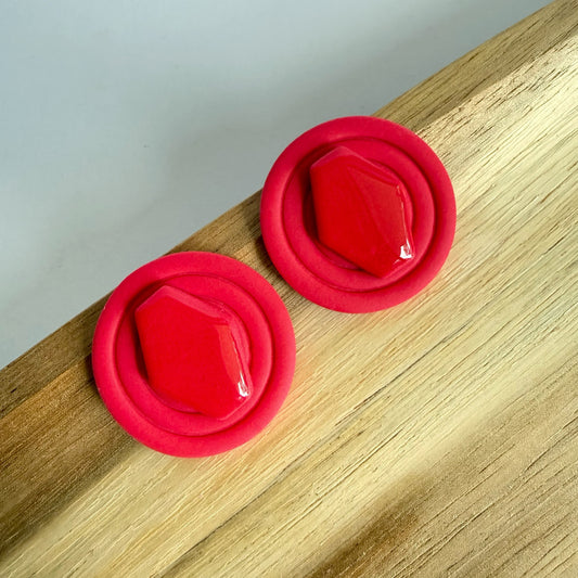 Jam Girl extra statement studs - dark pink
