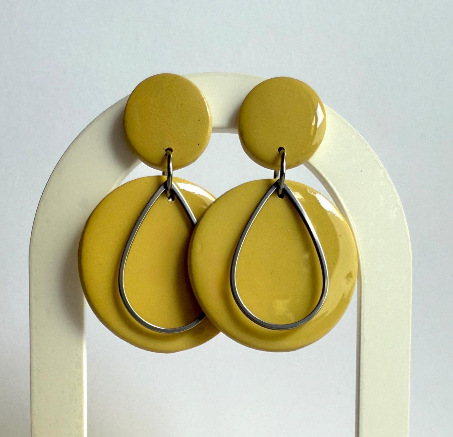 Must Be Seen medium stud dangle earrings with silver accent - Second Born Creative