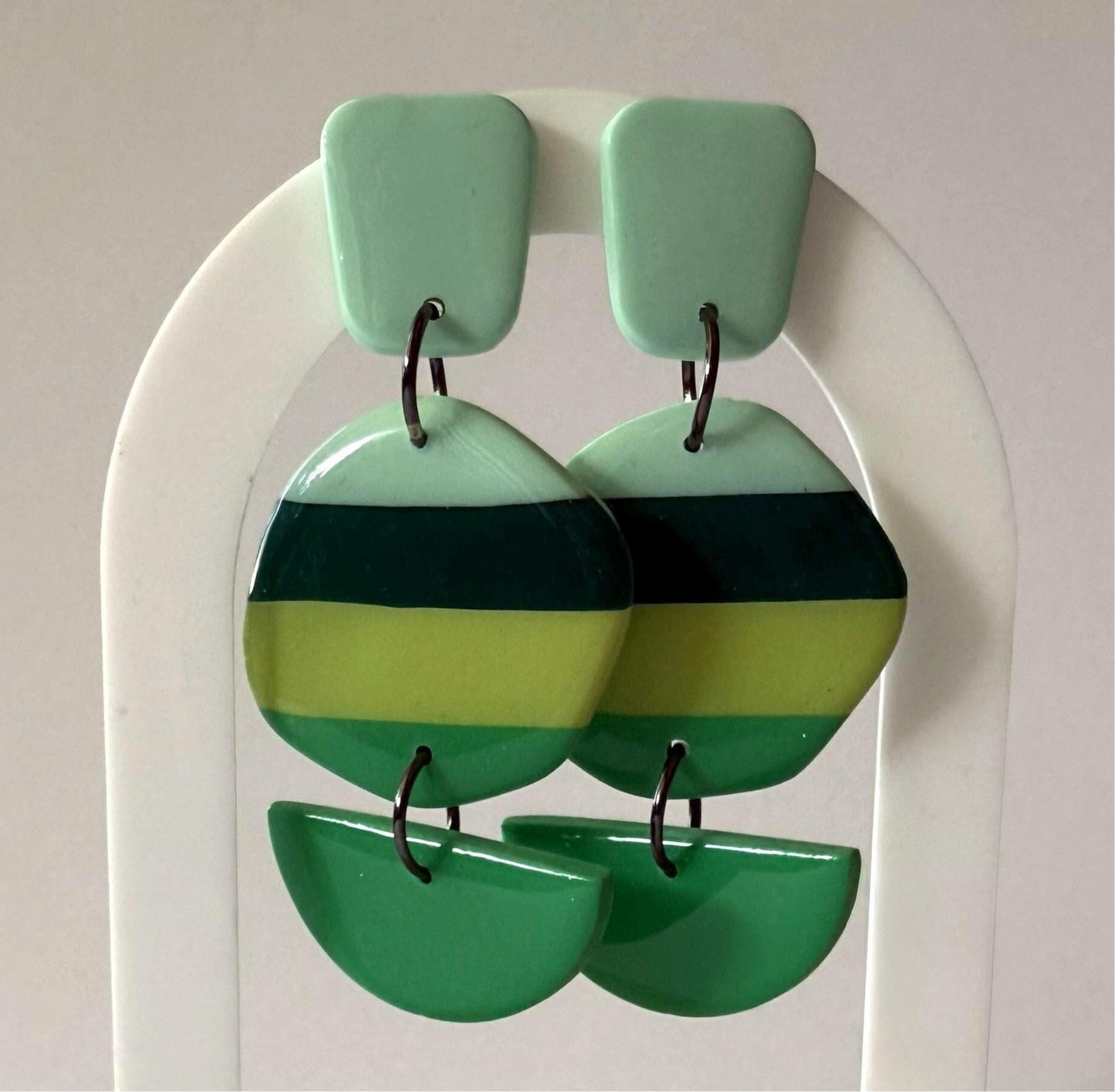 Greener Days large stud dangle earrings - plain stud - Second Born Creative