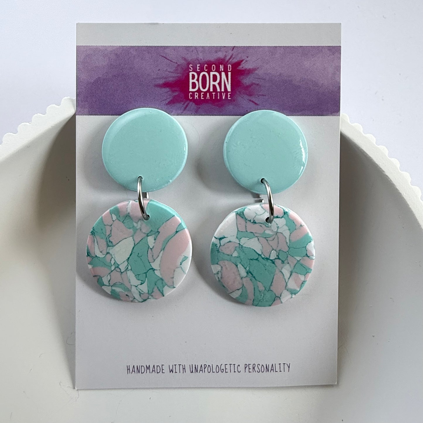 Pastel Princess medium stud dangle earrings