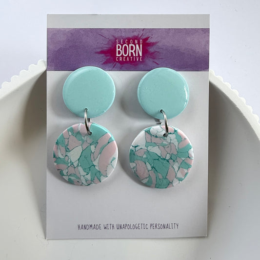 Pastel Princess medium stud dangle earrings (blue stud) - Second Born Creative