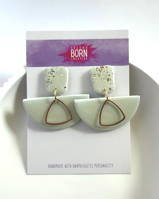 Green Dream medium stud dangle earrings - Second Born Creative