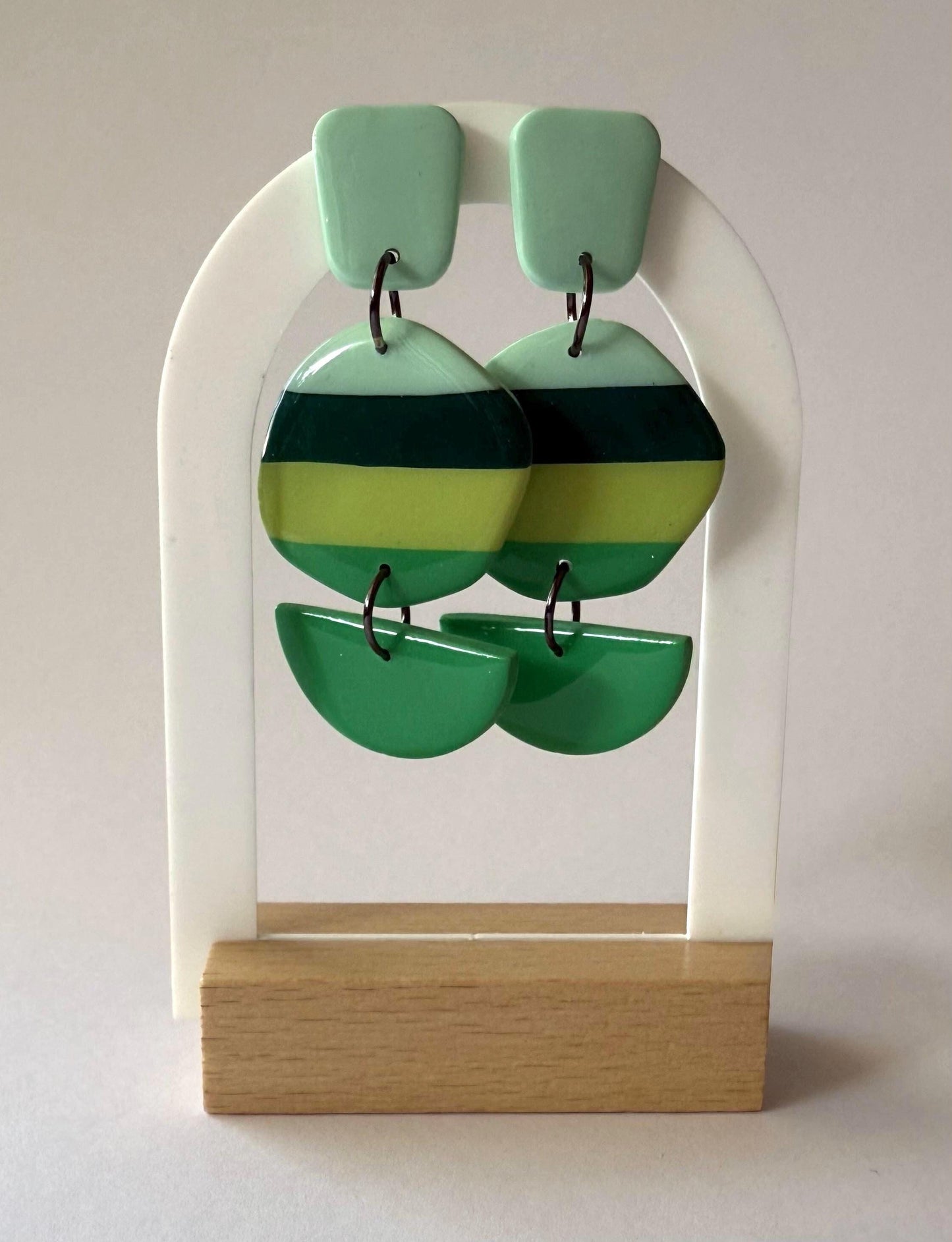 Greener Days large stud dangle earrings - plain stud - Second Born Creative