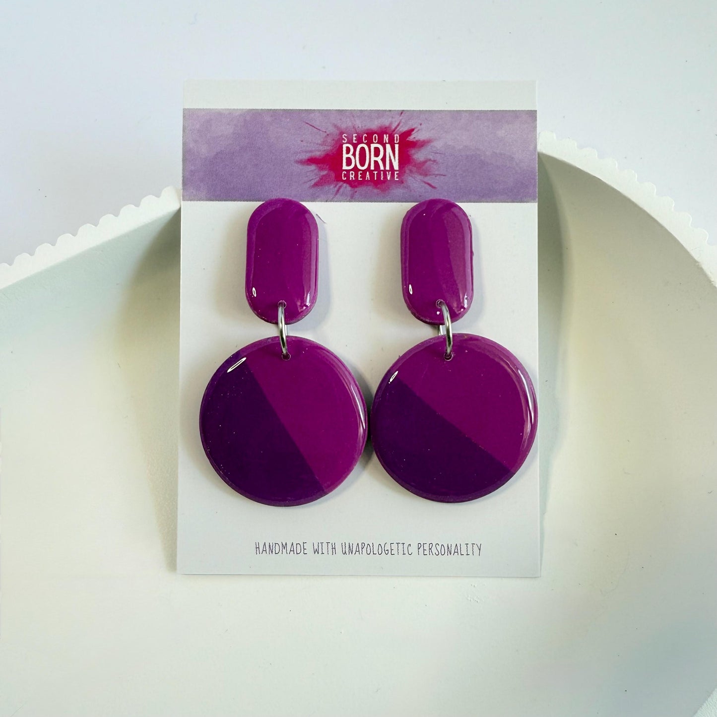 Fearless two tone stud dangle earrings - Second Born Creative