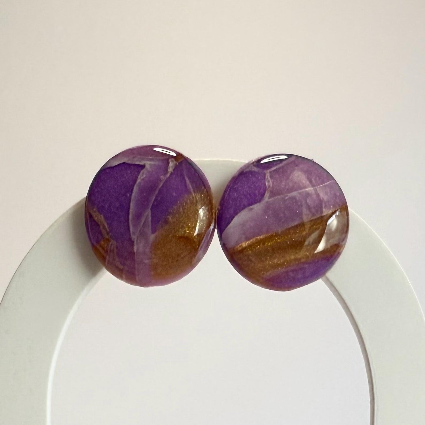 Fearless gold marble statement studs - Second Born Creative