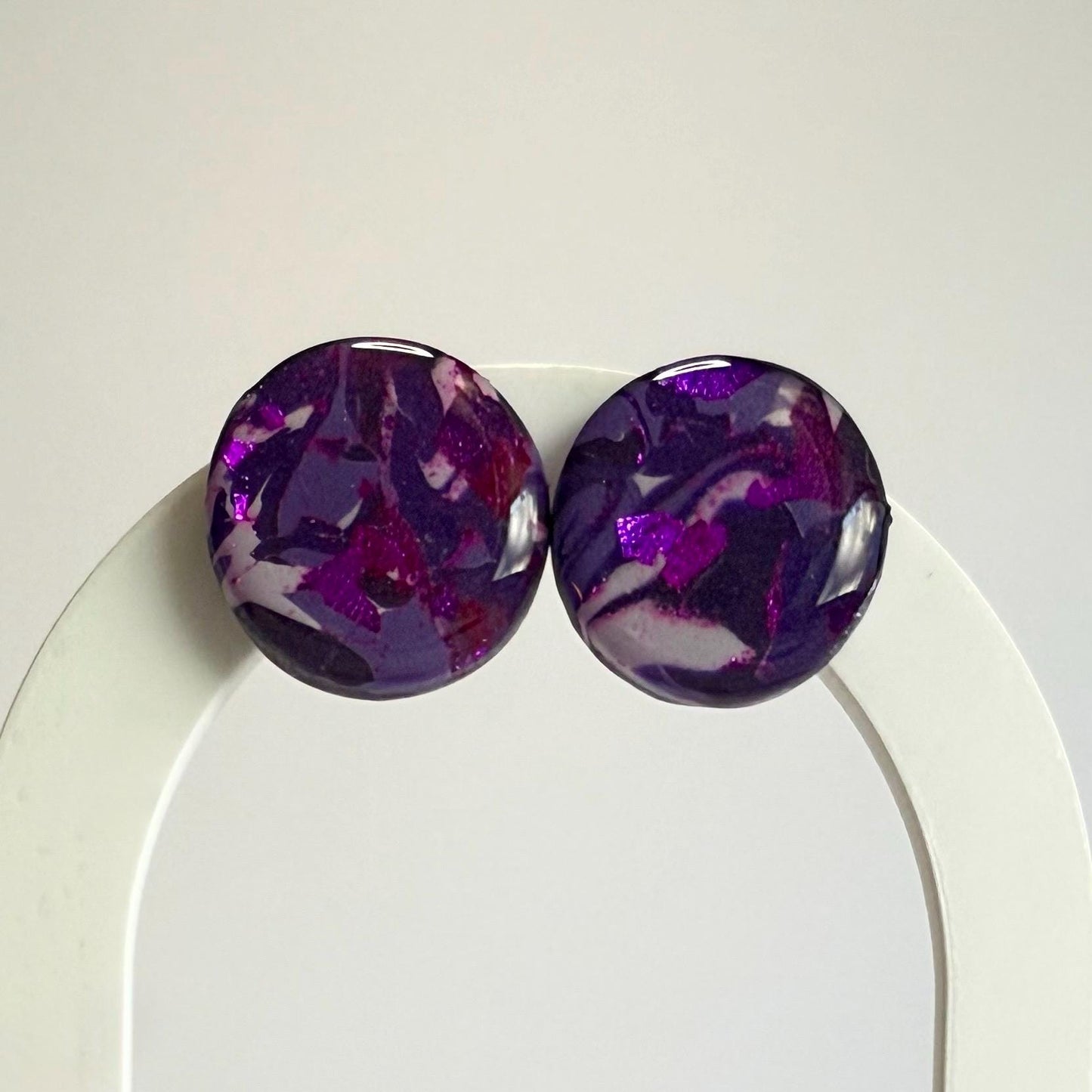 Fearless purple flake statement studs