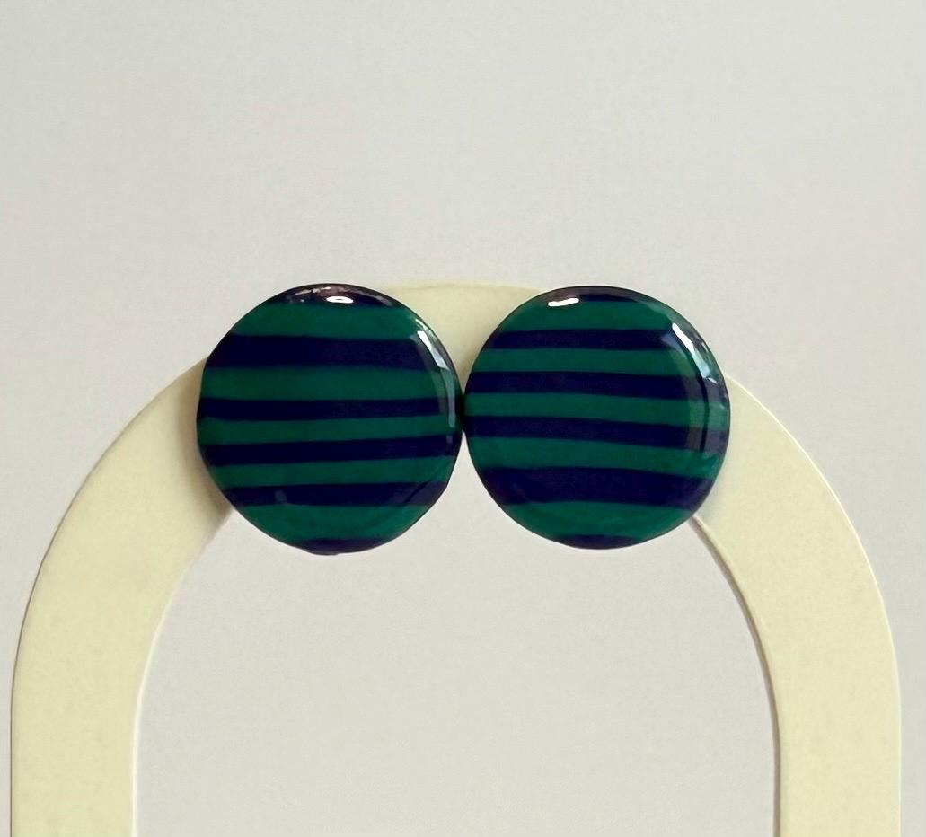 Blue on Blue statement studs - striped or plain