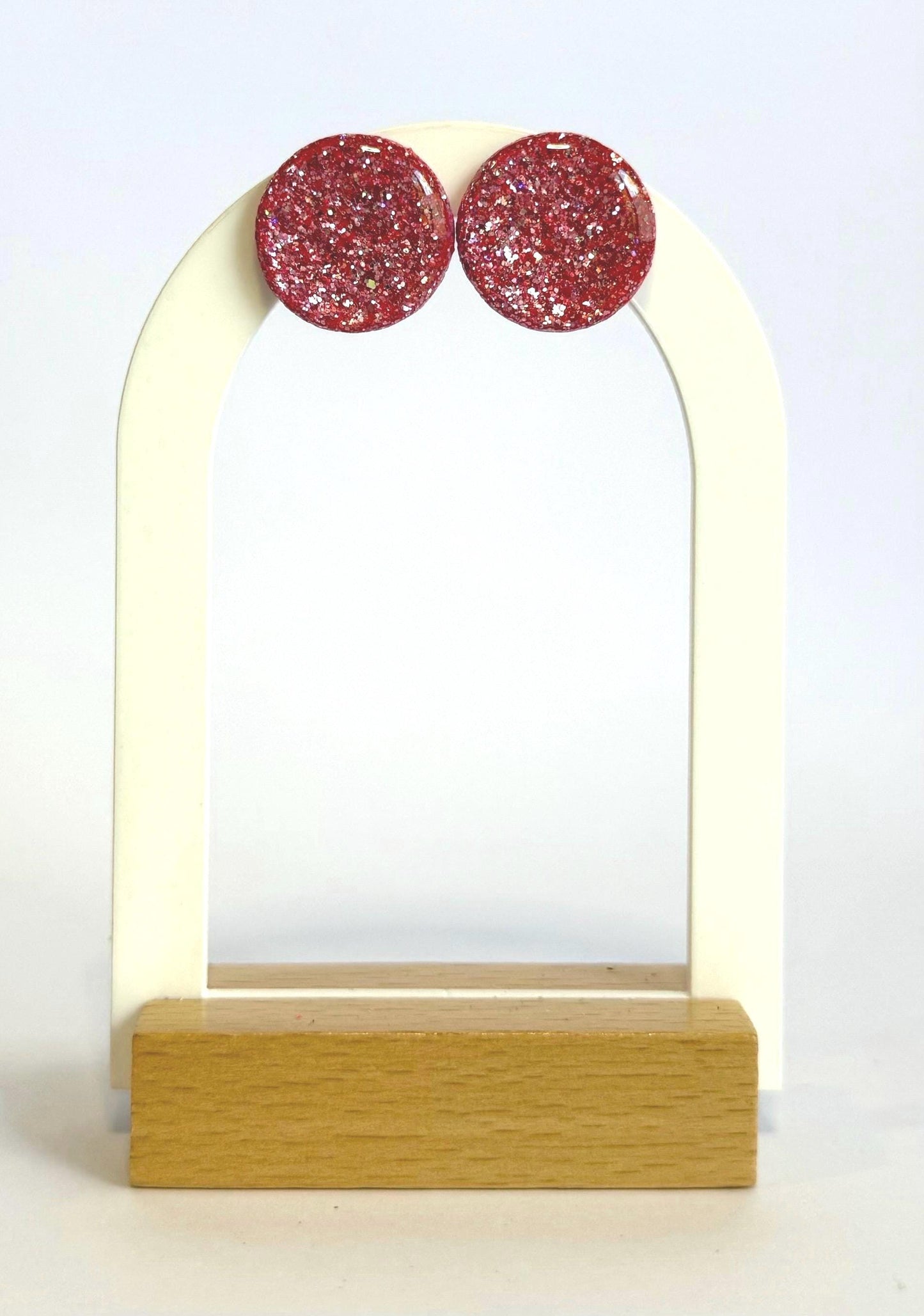 Pretty in Pink glitter statement studs - subtle or super glittery