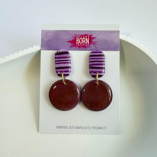 Fearless medium iridescent stud dangle earrings - Second Born Creative