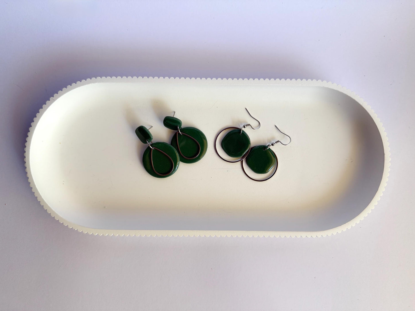 Moss-t be Dreaming medium stud dangle earrings with silver teardrop accent - Second Born Creative