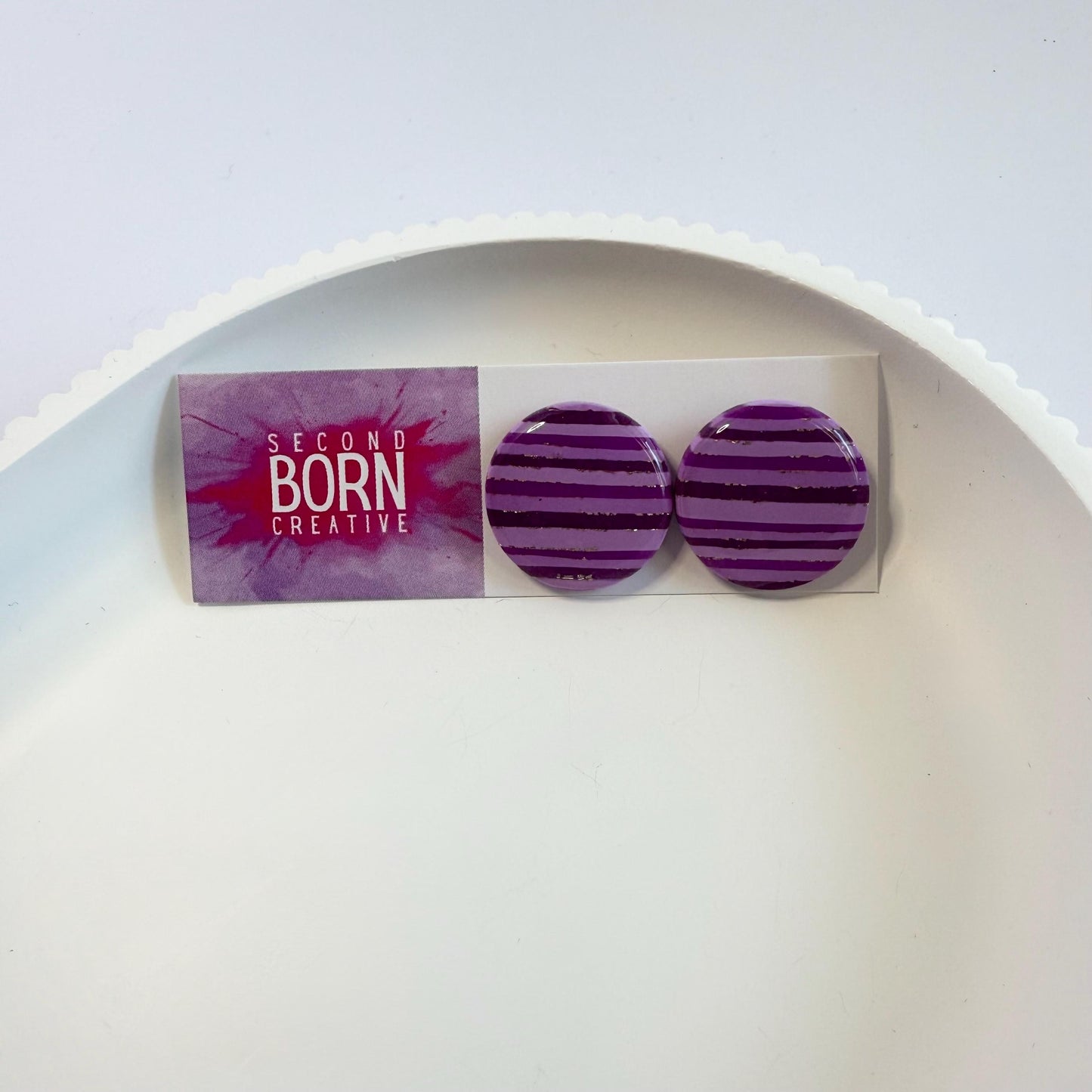Fearless striped statement studs