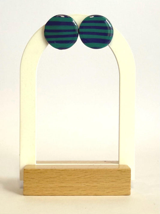 Blue on Blue statement studs - striped or plain - Second Born Creative