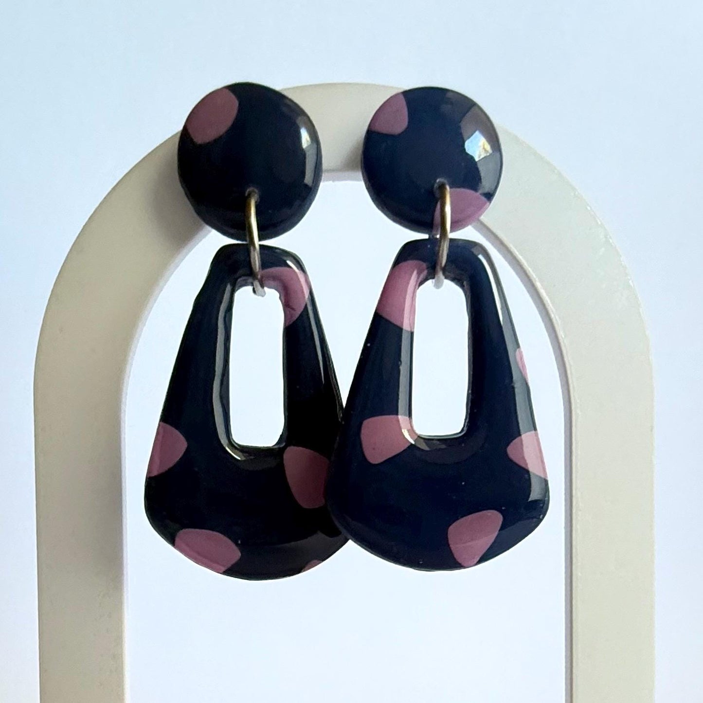 In the Navy medium stud dangle earrings - Second Born Creative