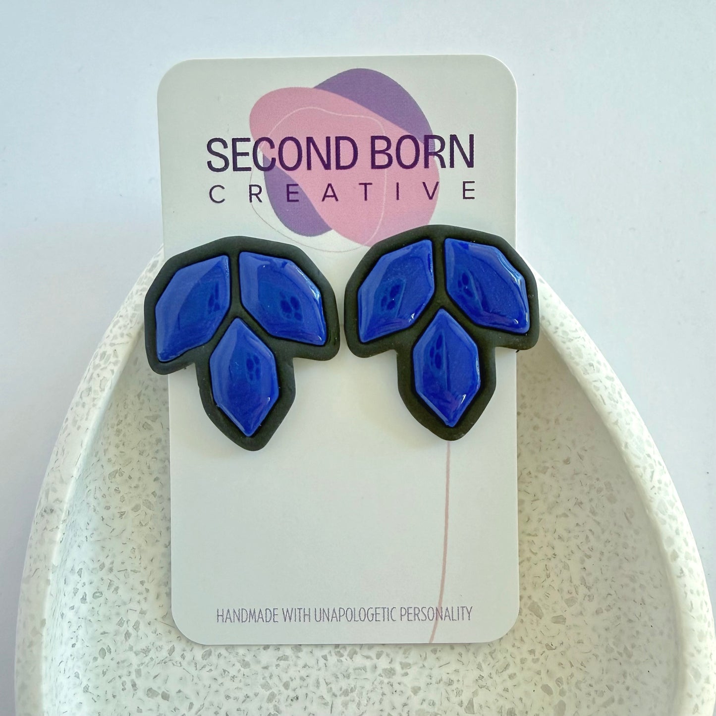 Quite Frankly blue extra statement studs