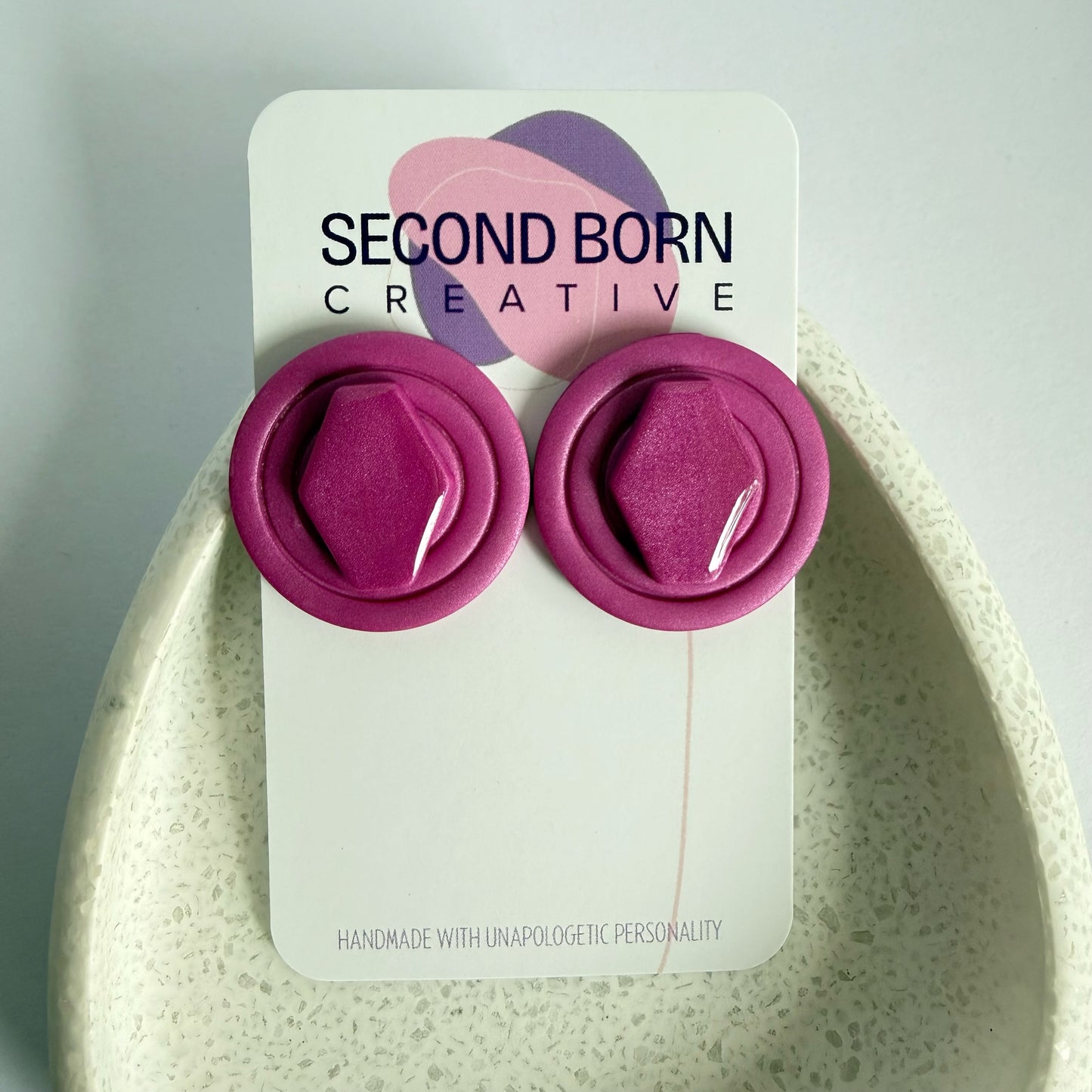 Jam Girl extra statement studs - bright pink