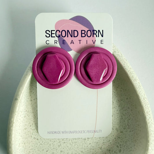 Jam Girl extra statement studs - bright pink