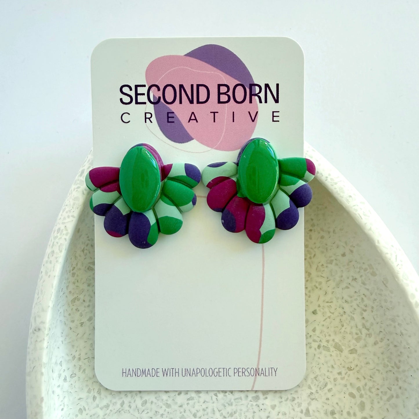 Joy Edit green extra statement studs