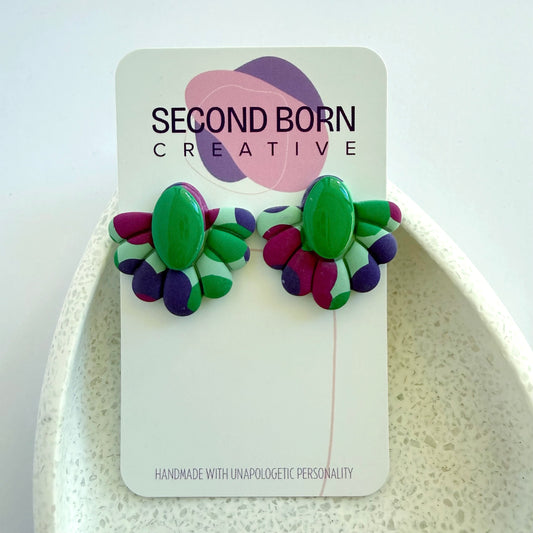 Joy Edit green extra statement studs
