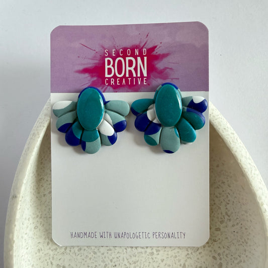Not Today teal extra statement studs