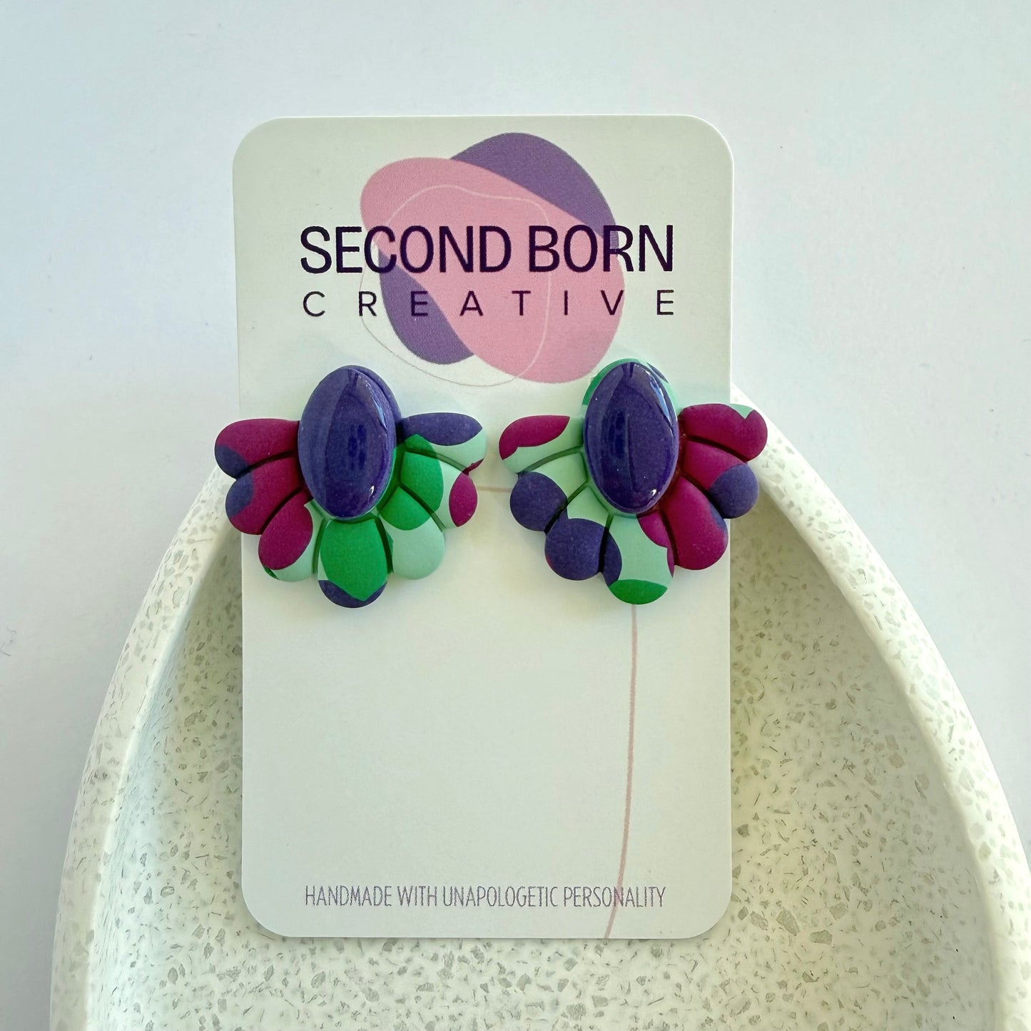 Joy Edit purple extra statement studs