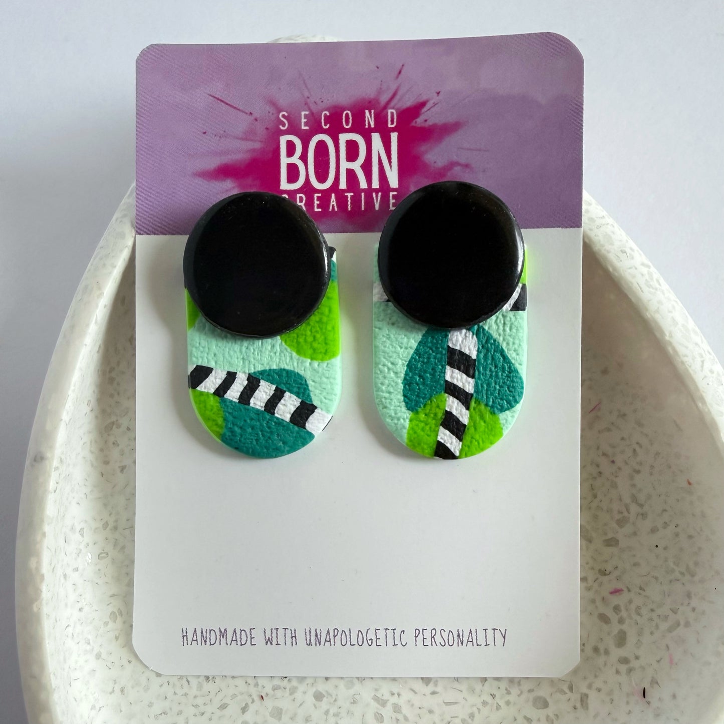 Green with Envy circle extra statement studs