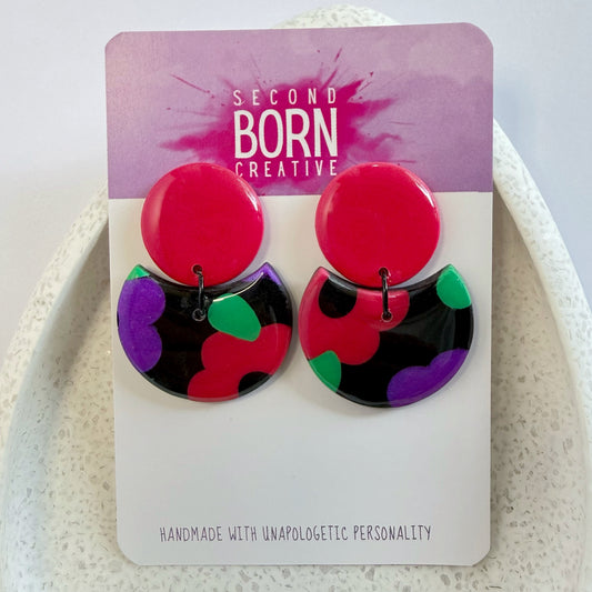 Petal to the Metal medium dangles - pink stud (one pair only!)